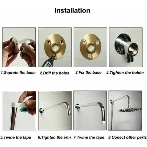 Stainless Steel Shower Head Arm With Silver Copper And Polished Chrome Bracket For Rain Shower Head Comes LO-Ron - Image 4