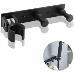 Shower Head Holder Wall Mount With 2 Hooks Hand Held Shower Holder No Drilling Required