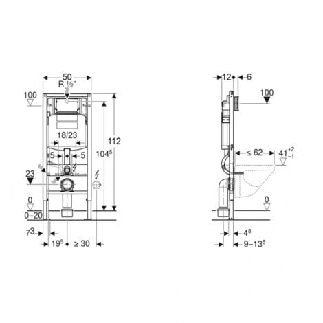 Geberit Duofix UP3201 WC Toilet Frame 1120mm With 120mm Sigma Cistern Pre-Wall Blue - Image 2
