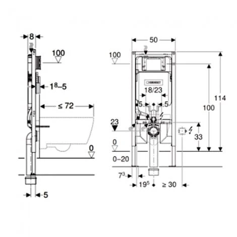 Geberit Duofix UP720 WC 1140mm Toilet Frame With 80mm Sigma Cistern - Blue - Image 2