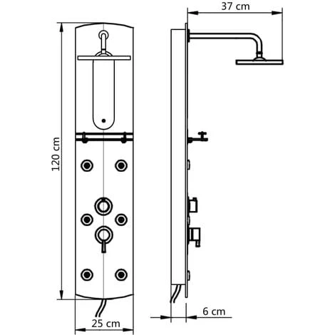 Shower Panel Unit 25x43x120 Cm Silver VidaXL - Image 3