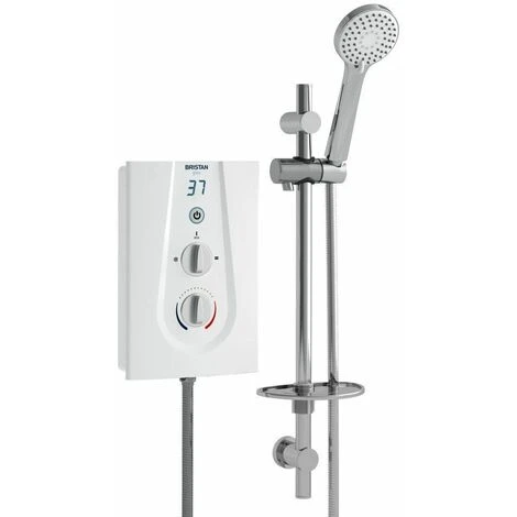 Bristan Glee Electric Shower 9.5kW White Modern Chrome Round Head Wall Mounted