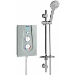Bristan Joy Thermostatic Electric Shower 9.5kW Metallic Silver Modern Round Head