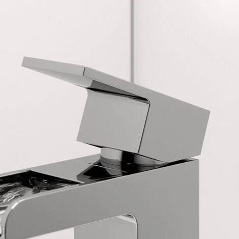 Modern Cloakroom Mono Basin Sink Mixer Tap Brass Waterfall Spout Square Chrome - Image 5