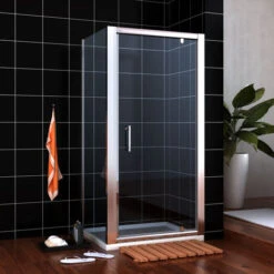 ELEGANT 760 X 760 Mm Pivot Hinge Shower Enclosure 5mm Safety Glass Shower Screen Reversible Cubicle Door With Side Panel Set
