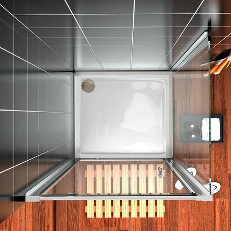 ELEGANT 760 X 760 Mm Pivot Hinge Shower Enclosure 5mm Safety Glass Shower Screen Reversible Cubicle Door With Side Panel Set - Image 3