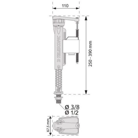 Wirquin Jollyfill Universal 1/2 BSP Telescopic Inlet Valve Bottom Entry Fill - Image 2