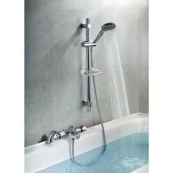 Bexley Thermostatic Deck Mounted Valve Bath Shower Mixer Riser Kit / 3 Mode Handset