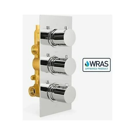 Lily Round 3 Dial 3 Way Bathroom Concealed Thermostatic Shower Mixer Valve Tap - Image 2