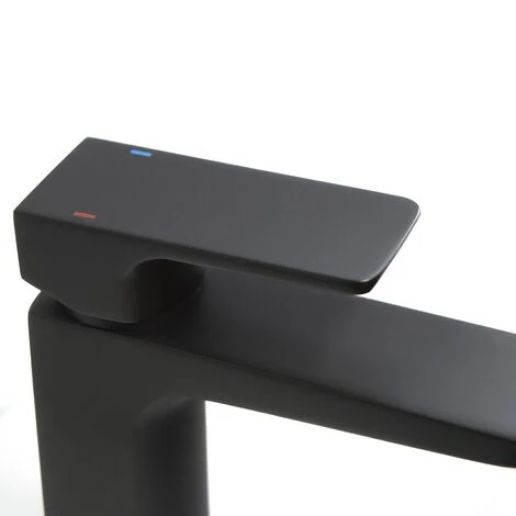 Astra Modern Style Basin Sink Countertop Extended Mette Black Single Lever Mixer Tap & Free Waste - Image 2