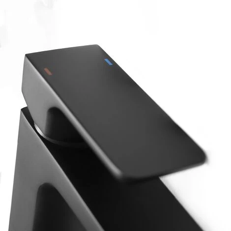 Astra Modern Style Basin Sink Countertop Extended Mette Black Single Lever Mixer Tap & Free Waste - Image 3