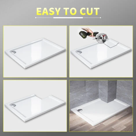 ELEGANT Rectangular 1000 X 800 X 40 Mm Stone Tray For Shower Enclosure Cubicle + Waste Trap - Image 3