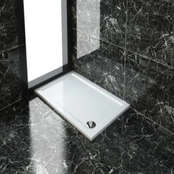 ELEGANT Rectangular 1200 X 700 X 40 Mm Stone Tray For Shower Enclosure Cubicle + Waste Trap