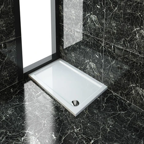 ELEGANT Rectangular 1200 X 700 X 40 Mm Stone Tray For Shower Enclosure Cubicle + Waste Trap