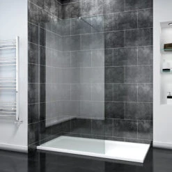 ELEGANT 1200mm Frameless Wet Room Shower Screen Panel 8mm Easy Clean Glass Walk In Shower Enclosure With Stainless Steel Support Bar