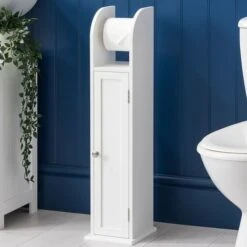 Clovelly White Toilet Roll Holder Cabinet
