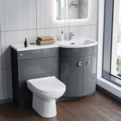 Dene RH 1100mm Vanity Basin Unit & Elso Back To Wall Toilet Grey