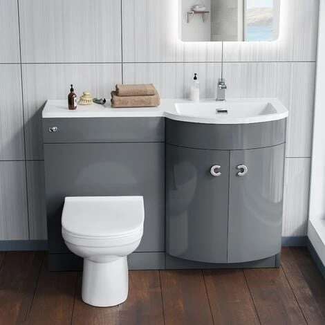 Dene RH 1100mm Vanity Basin Unit & Elso Back To Wall Toilet Grey - Image 3