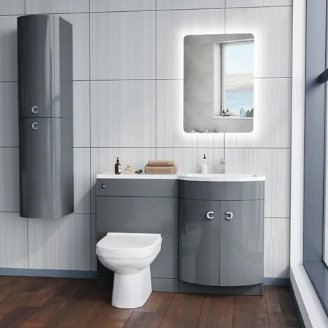 Dene RH 1100mm Vanity Basin Unit & Elso Back To Wall Toilet Grey - Image 5