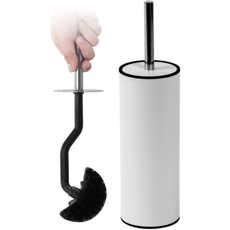 Nexus Freestanding Toilet Brush Holder With Curved Brush, White Finish - Image 2