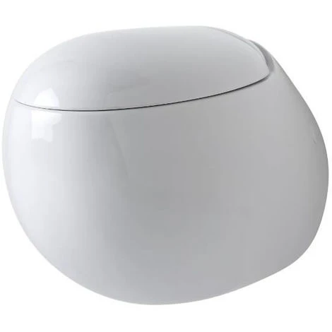 Milano Mellor - White Ceramic Modern Bathroom Wall Hung Round Toilet WC And Soft Close Seat