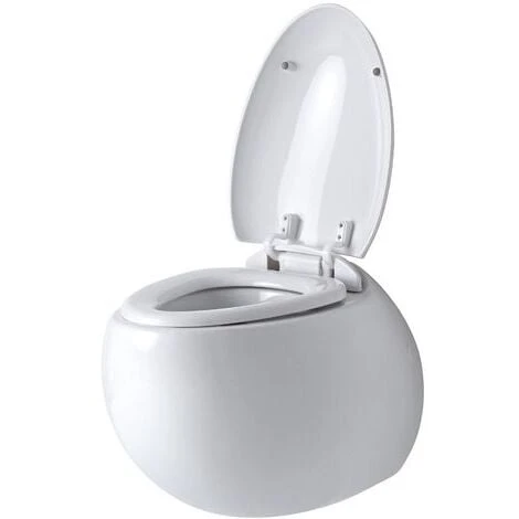 Milano Mellor - White Ceramic Modern Bathroom Wall Hung Round Toilet WC And Soft Close Seat - Image 4