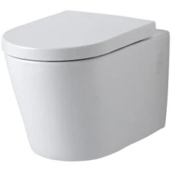 Milano Ballam - White Ceramic Modern Bathroom Wall Hung Rimless Toilet WC And Soft Close Seat