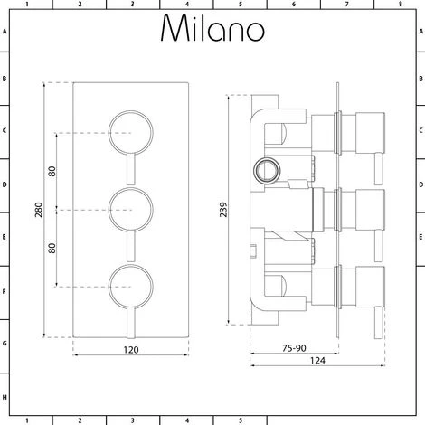 Milano Nero - Modern 2 Outlet Triple Thermostatic Mixer Shower Valve With 300mm Wall Mounted Round Rainfall Shower Head And Hand Shower Handset Kit - Black - Image 3