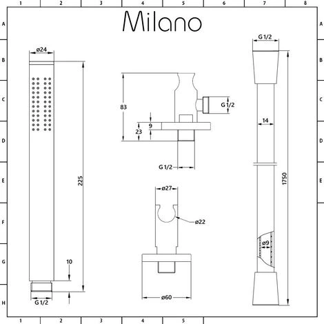 Milano Nero - Modern 2 Outlet Triple Thermostatic Mixer Shower Valve With 300mm Wall Mounted Round Rainfall Shower Head And Hand Shower Handset Kit - Black - Image 5