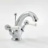 Milano Elizabeth - Traditional Mono Basin Mixer Tap - Chrome & White (Lever Handles)