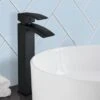 Arke Contemporary Tall Matte Black Design Countertop Basin Mono Mixer Tap + Waste