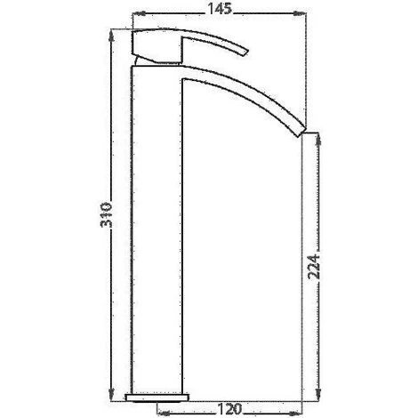 Arke Contemporary Tall Matte Black Design Countertop Basin Mono Mixer Tap + Waste - Image 4