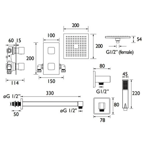 Bristan Cobalt Concealed Mixer Shower With Shower Kit And Fixed Head - Image 2