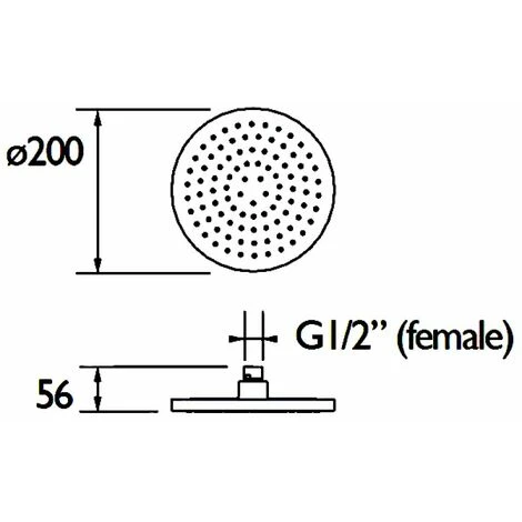 Bristan ABS Round Fixed Shower Head 200mm Diameter - Chrome - Image 2