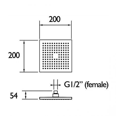 Bristan ABS Square Fixed Shower Head 200mm X 200mm - Chrome - Image 2