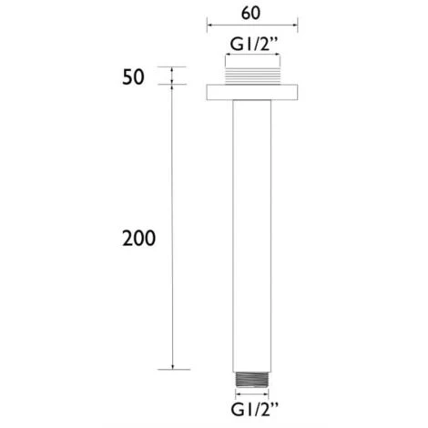 Bristan Round Ceiling Mounted Shower Arm 200mm Length - Chrome - Image 2