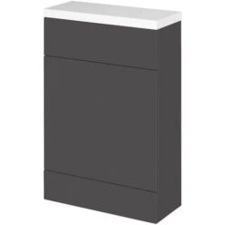 Hudson Reed Fusion Compact WC Unit With Polymarble Worktop 600mm Wide - Gloss Grey