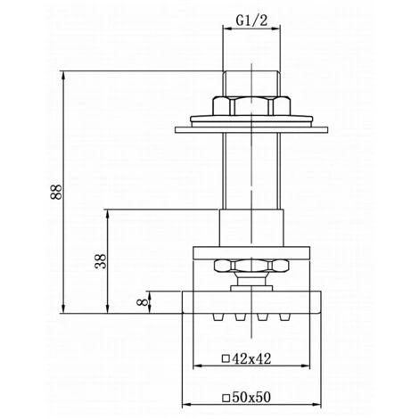Hudson Reed Square Body Jet 50mm Wide Single - Chrome - Image 2