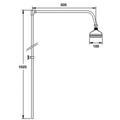 Nuie Beaumont Traditional Shower Riser Kit 4 Inch Fixed Head - Chrome - Image 2