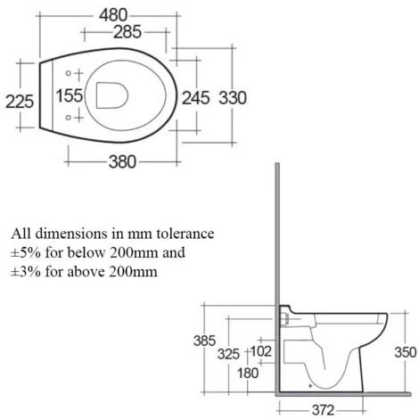 RAK Junior Back To Wall Toilet Pan Without Lid - Urea Seat - Image 2