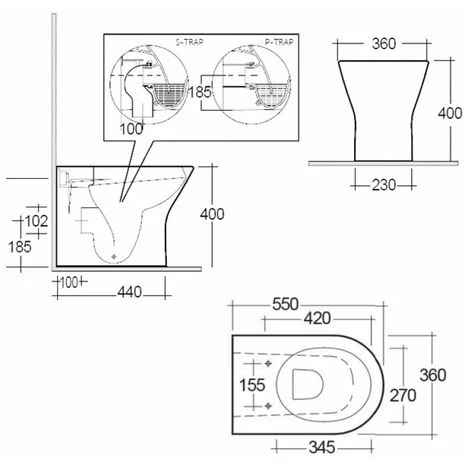 RAK Resort Rimless Back To Wall Toilet - Soft Close Seat - Image 2