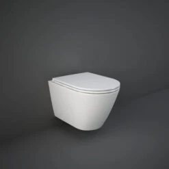 RAK Resort Rimless Wall Hung Toilet Hidden Fixations 520mm Projection - Slim Sandwich Soft Close Seat