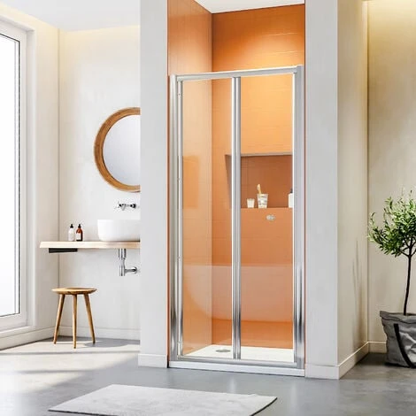 ELEGANT Bifold Shower Enclosure Reversible Folding Glass Shower Cubicle Door 900mm