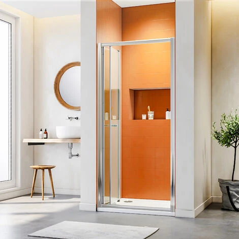 ELEGANT Bifold Shower Enclosure Reversible Folding Glass Shower Cubicle Door 900mm - Image 2