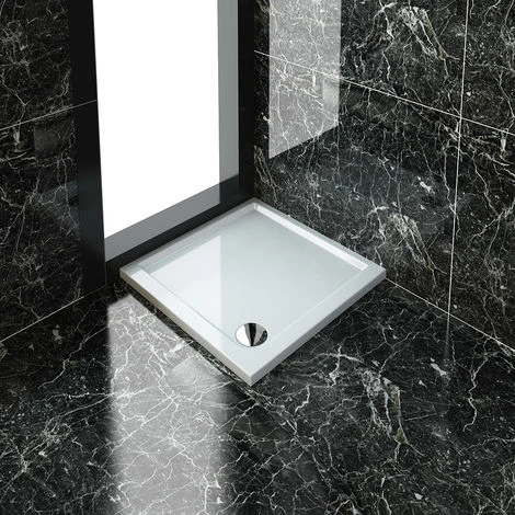 ELEGANT Stone Tray For Shower Enclosure Cubicle + Waste Trap Square 760 X 760 X 40 Mm