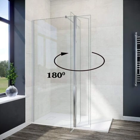 ELEGANT 700mm Walk In Shower Screen Glass Panel With 300mm Return Panel And 1200x900 Mm Shower Tray, 1900mm Height, 8mm Easy Clean Glass Wet Room Screen Panel Enclosure - Image 2