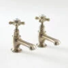 Milano Elizabeth - Traditional Bathroom Basin Pillar Taps - Brushed Gold (Crosshead Handles)