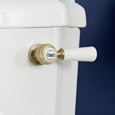 Milano Elizabeth - Traditional Bathroom Toilet WC Cistern Flush Lever With Ceramic Handle - Brushed Gold - Image 2