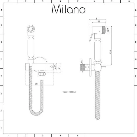 Milano Mirage - Modern Manual Wall Hung Douche Shower Toilet Kit With Wall Bracket - Chrome - Image 5