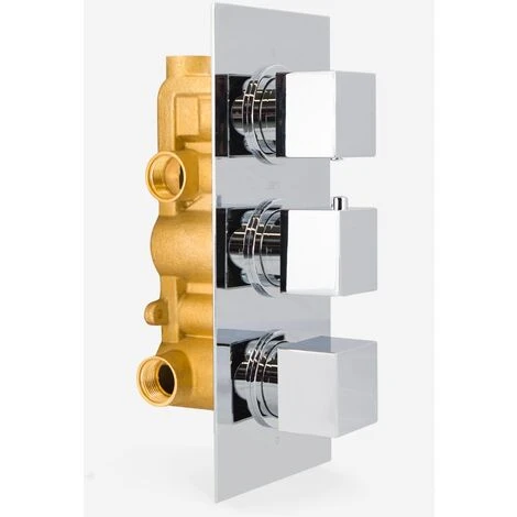 OLIVE 3 Dial 3 Outlet Concealed Thermostatic Shower - Square- Refined Valve - Image 2